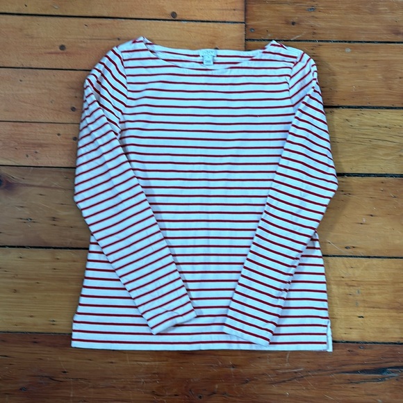 J.Crew red and white striped boat neck, long sleeved, cotton, nautical. - Picture 4 of 4